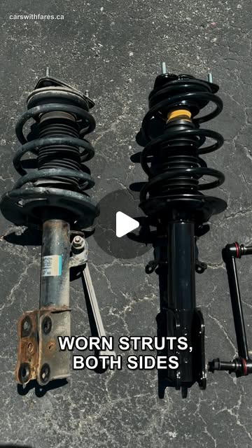 A worn strut and its replacement from an actual driveway repair